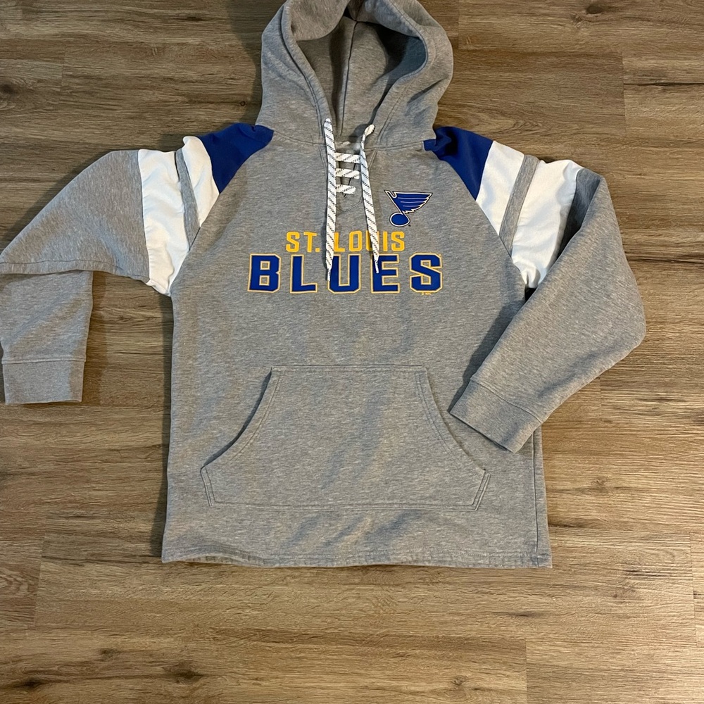 Champion St. Louis Blues Gray Hooded Sweatshirt with Blue & White Accents